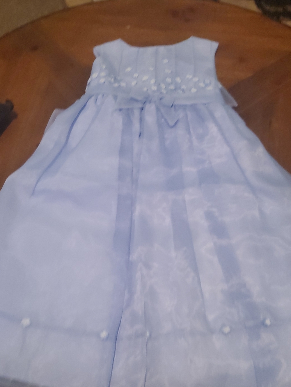 Emily Rose Pale Blue Embroidered Waist-Tie Party Dress